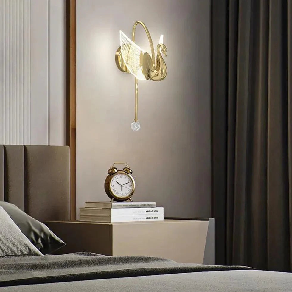Swan Modern Gold Plug in Wall Lights-Homelova