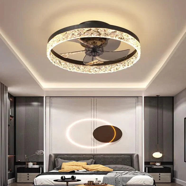 Black Round Ceiling Fan Pendant Light-Homelova