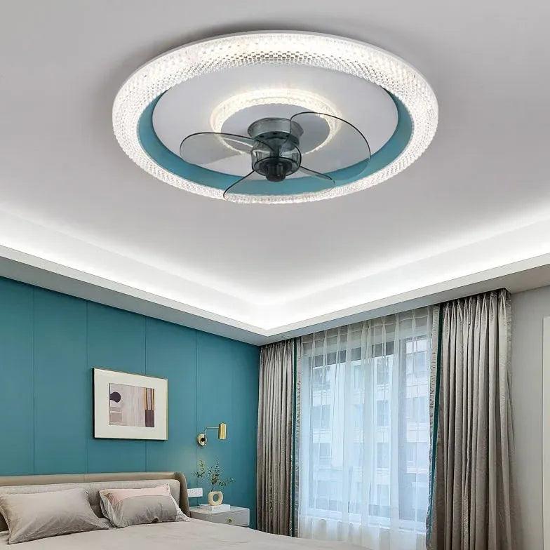 Blue Ceiling Fan for Bedroom Pendant Light-Homelova