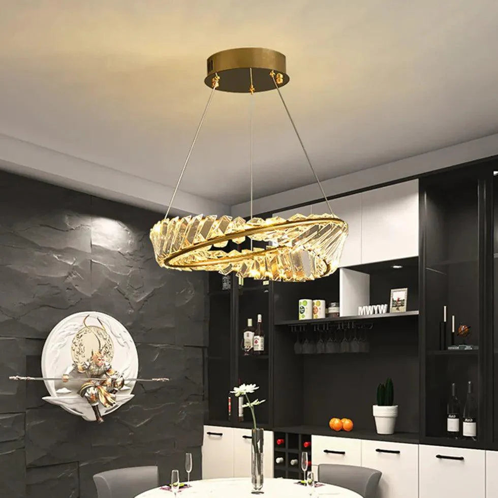 Wavy Round Ring Modern Crystal Pendant Light-Homelova