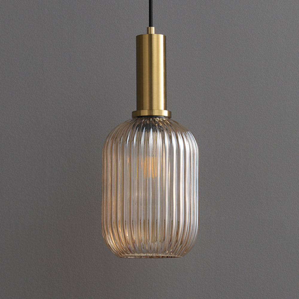 Lantern Shaped Clear Stained Glass Pendant Light-Homelova