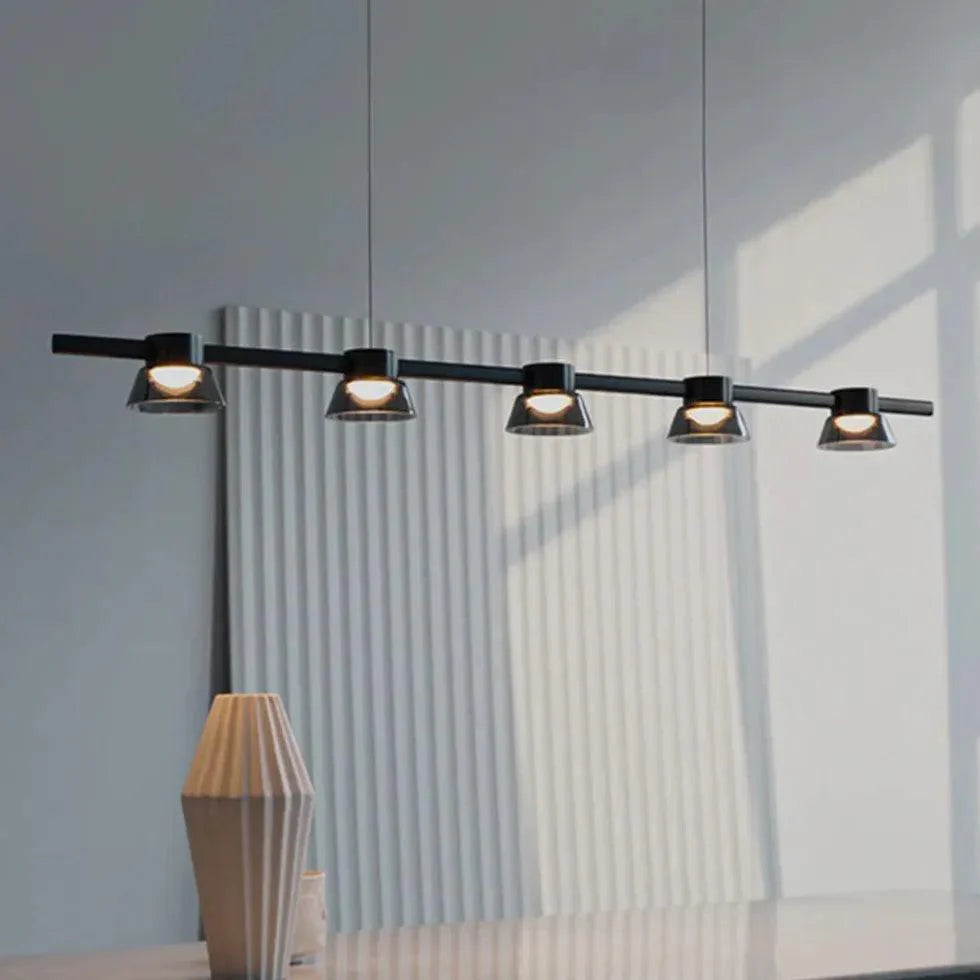 Linear Multi-Light Black Glass Pendant Light-Homelova
