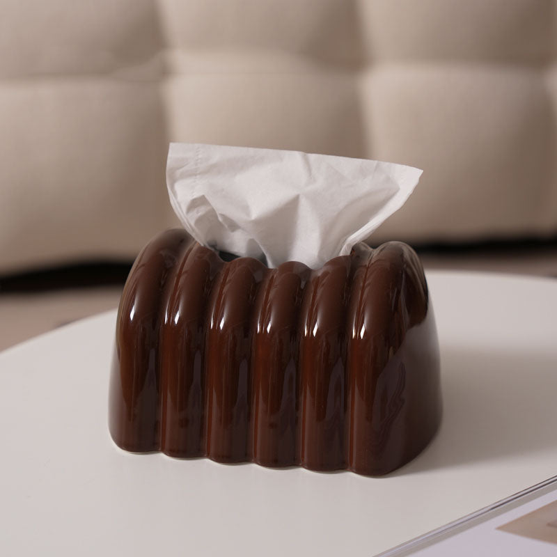 Literary And Fresh Chocolate Ceramic Tissue Box-Homelova