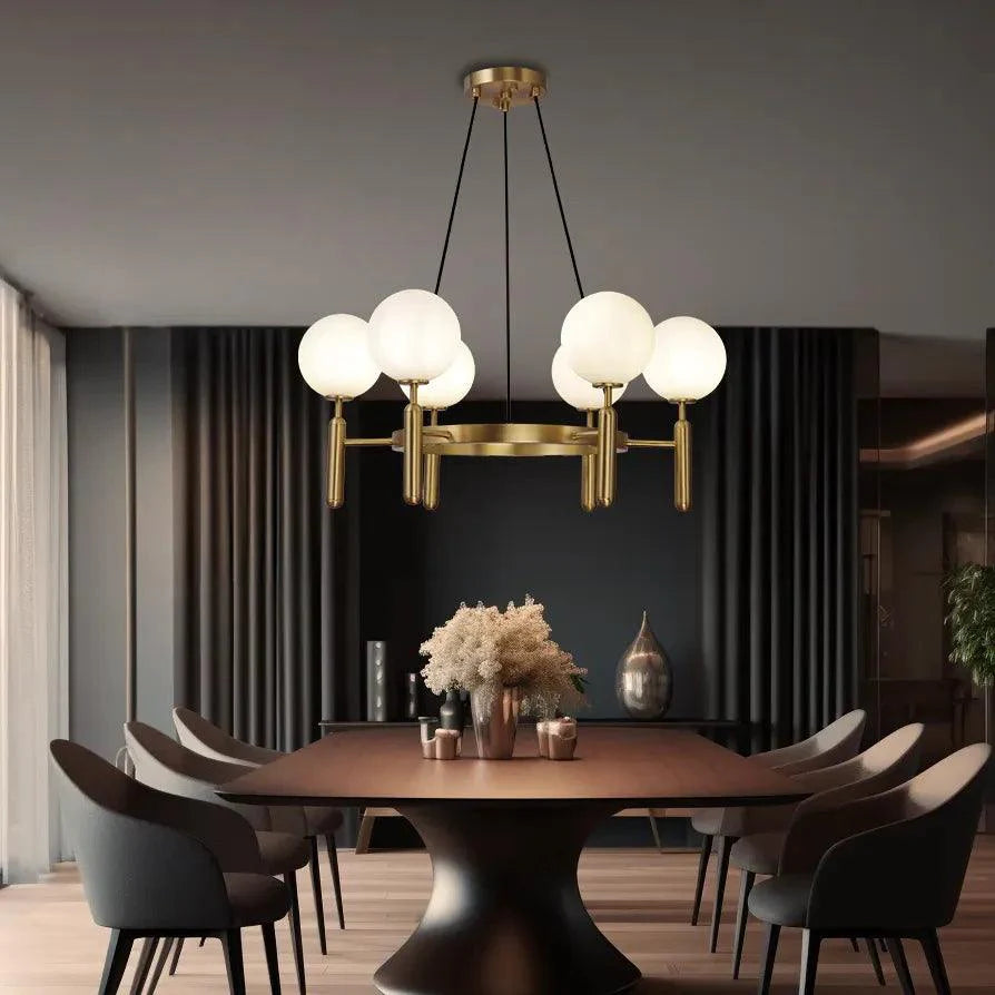 Plant Spherical Lampshade Glass Gold Chandelier-Homelova
