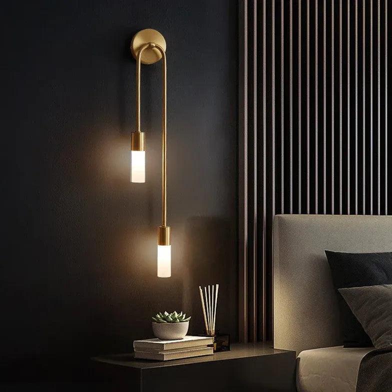Long Rod Double Headed Gold Wall Lights-Homelova