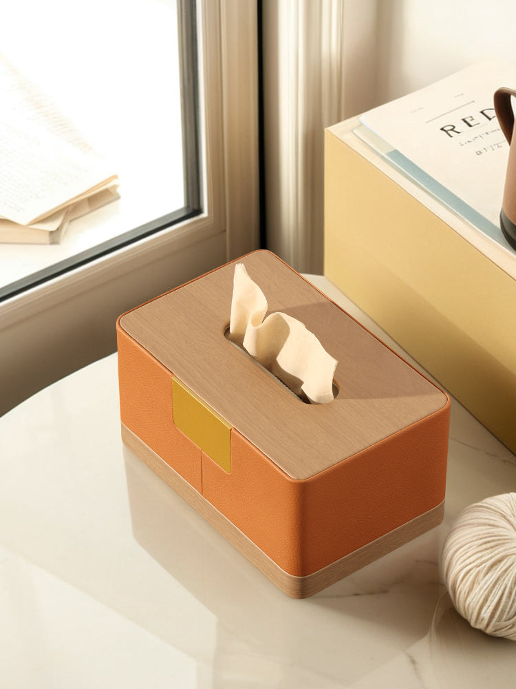 Minimalist Artistic Leather Tissue Box: Elegant Home Decor-Homelova