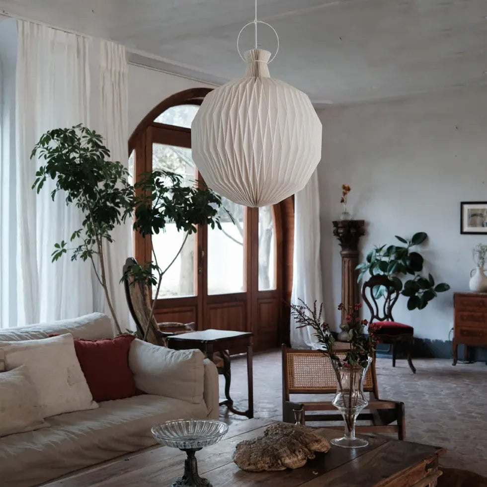 White Paper Spherical Pendant Light for Living Room-Homelova