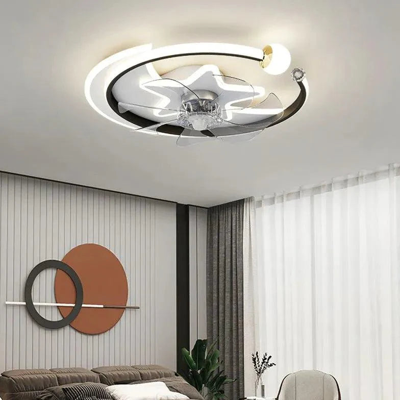 Star Ring Bedroom Ceiling Fan With Light-Homelova
