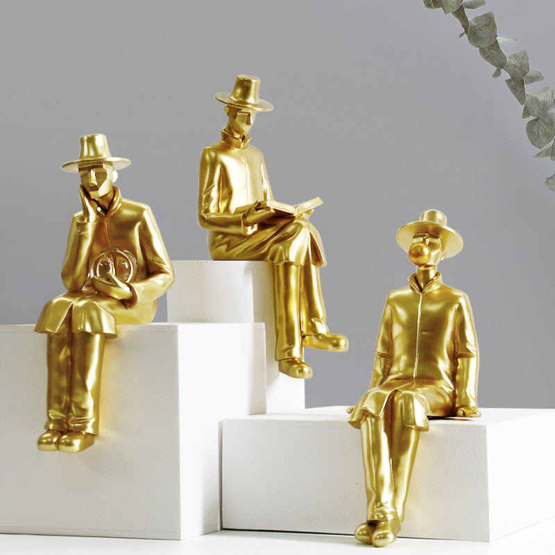 Modern Abstract Gold Human Sculpture: Chic Home or Office Decor-Homelova