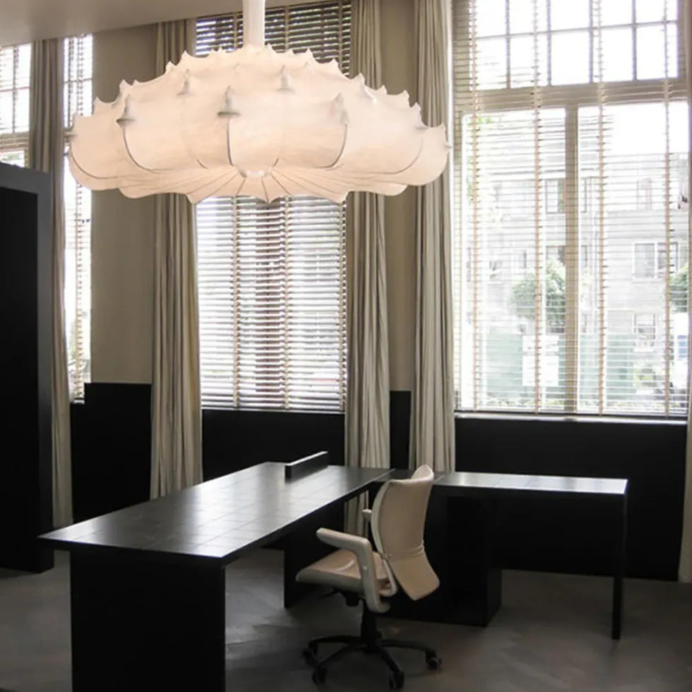 Irregular-Shaped White Fabric Artistic Pendant Light-Homelova