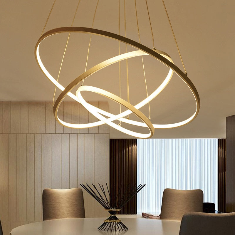 Modern Black And White Metal Ring Chandelier-Homelova
