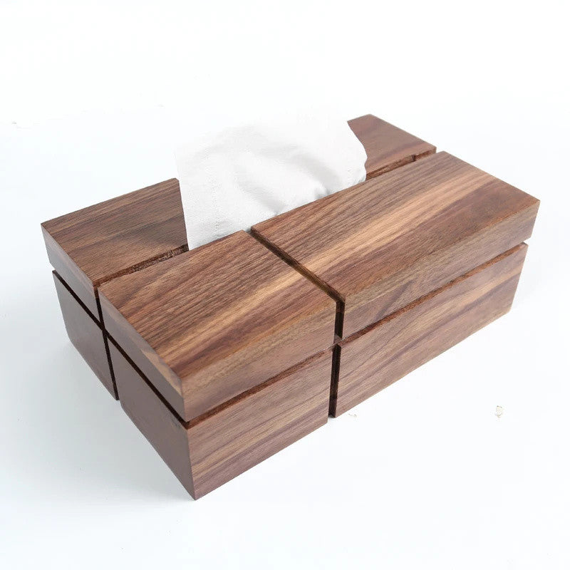 Modern Black Walnut Cross Geometric Tissue Box: Perfect Blend of Style and Utility-Homelova