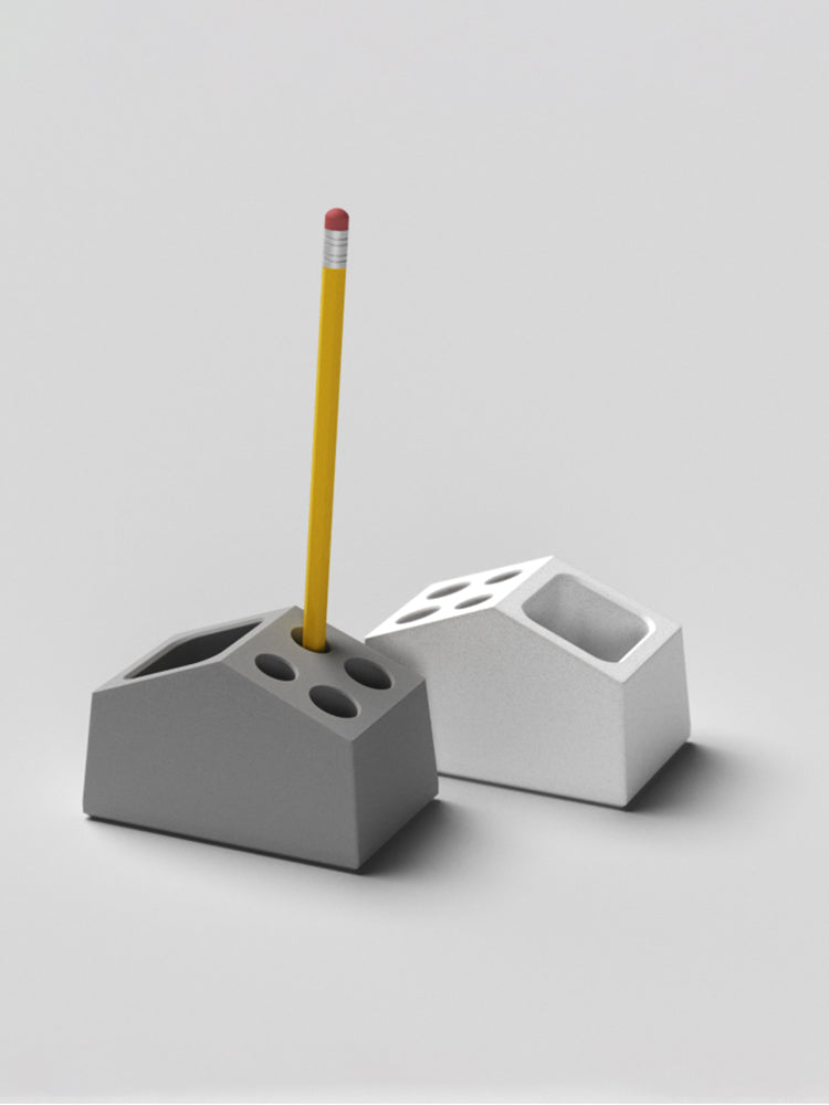 Modern Concrete Pen Holder with Multiple Storage Holes-Homelova