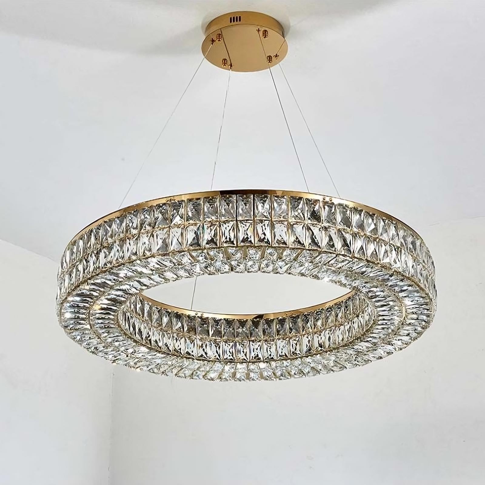 Bacci Crystal Modern Chandelier, Gold-Homelova