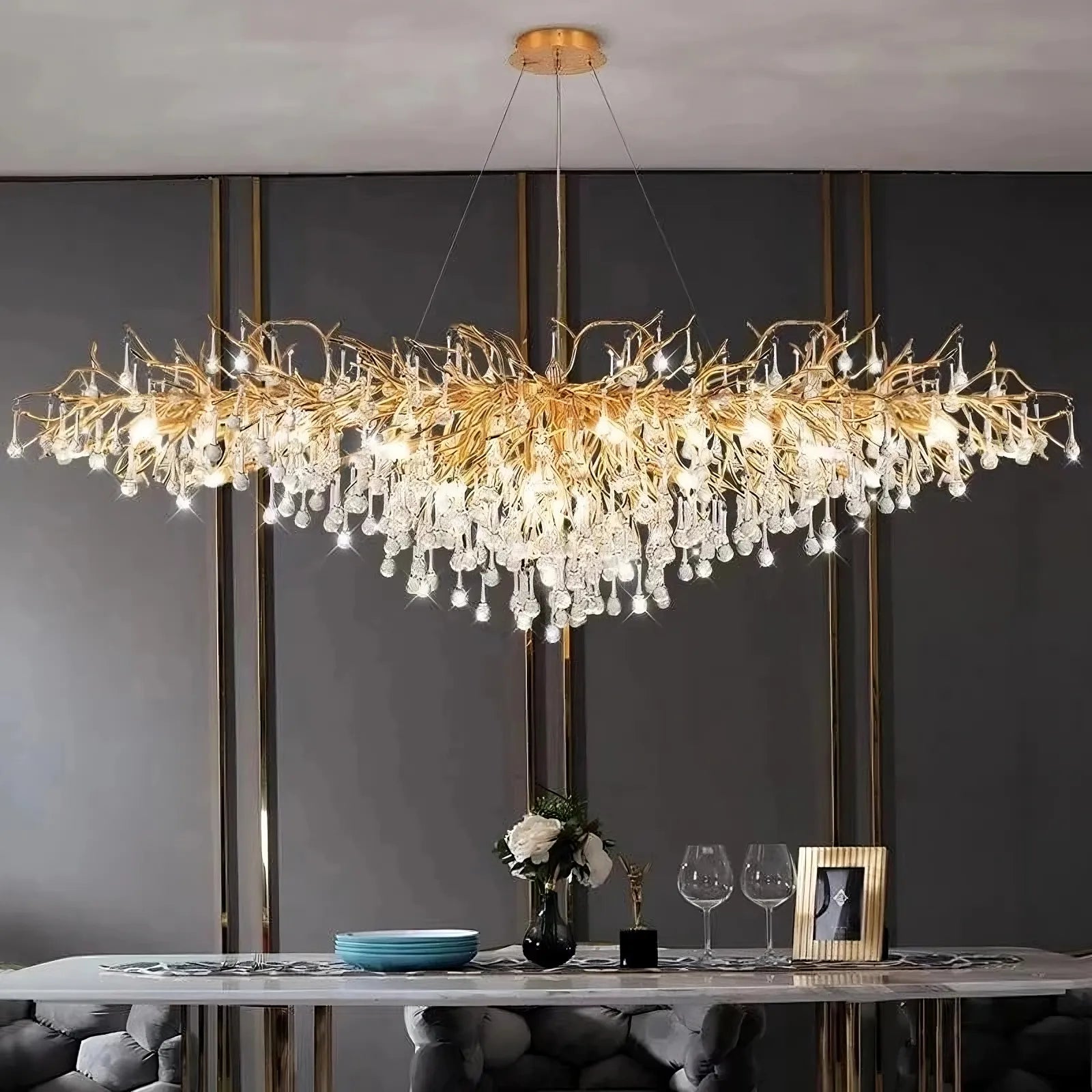 62" Albero Dining Room Crystal Chandelier-Homelova