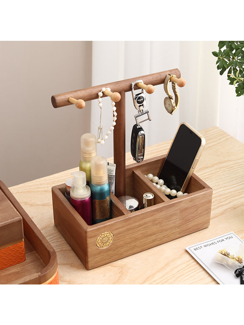 Multifunctional Wooden Desktop Organizing Storage Boxes, Key Holder-Homelova