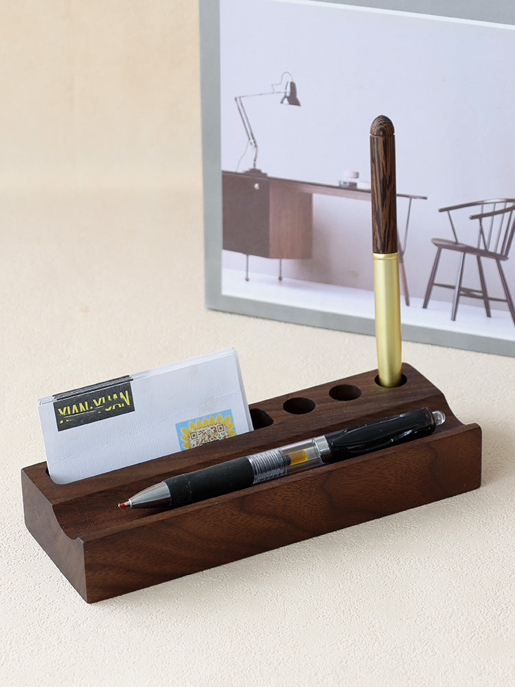 Multifunctional Wooden Pen Holder, Business Card Holder-Homelova