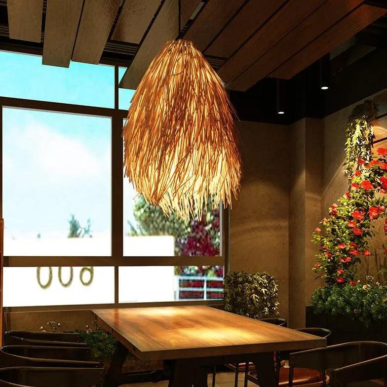 Broom Hanging Dining Room Rattan Pendant Light-Homelova