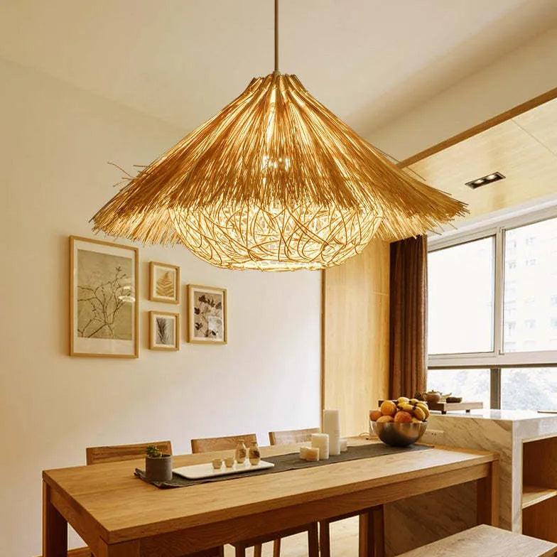 Umbrella Cover Dining Room Rattan Pendant Light-Homelova