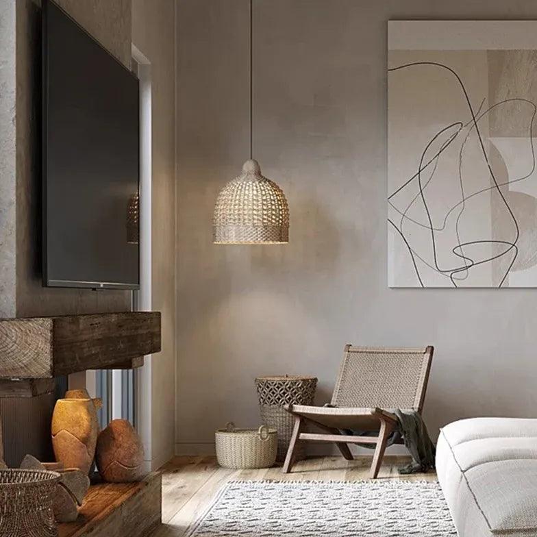 Lantern Rattan Minimalist Pendant Light-Homelova