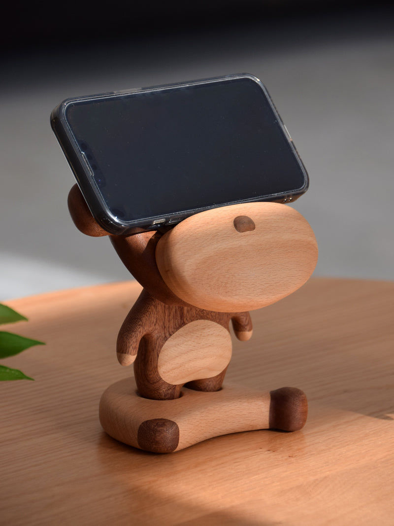 Naughty Monkey Wooden Phone Holder, Decorative Small Ornaments, Creative Gifts-Homelova