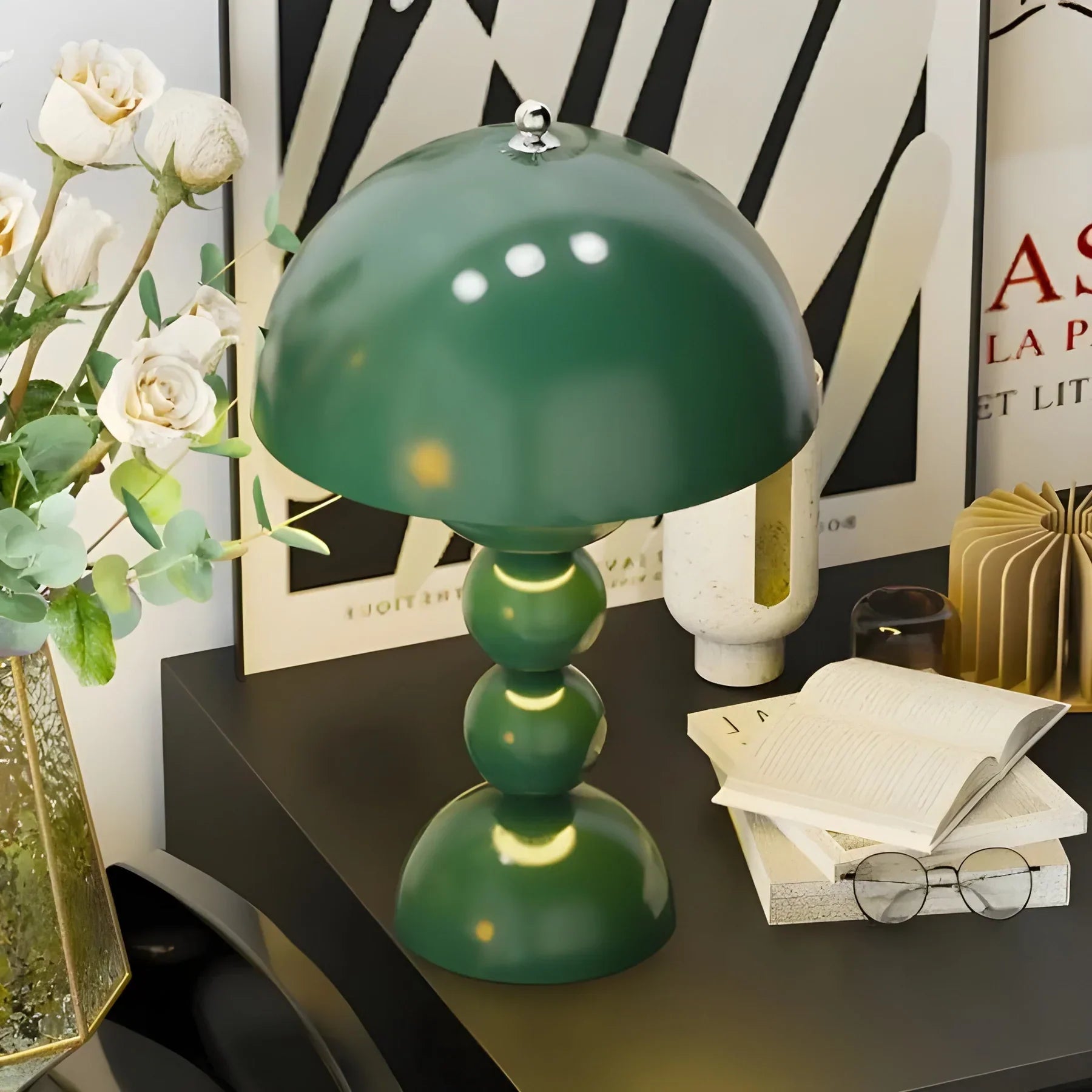 Modern Table Lamp in Scandinavian Design with Gold Accents-Homelova