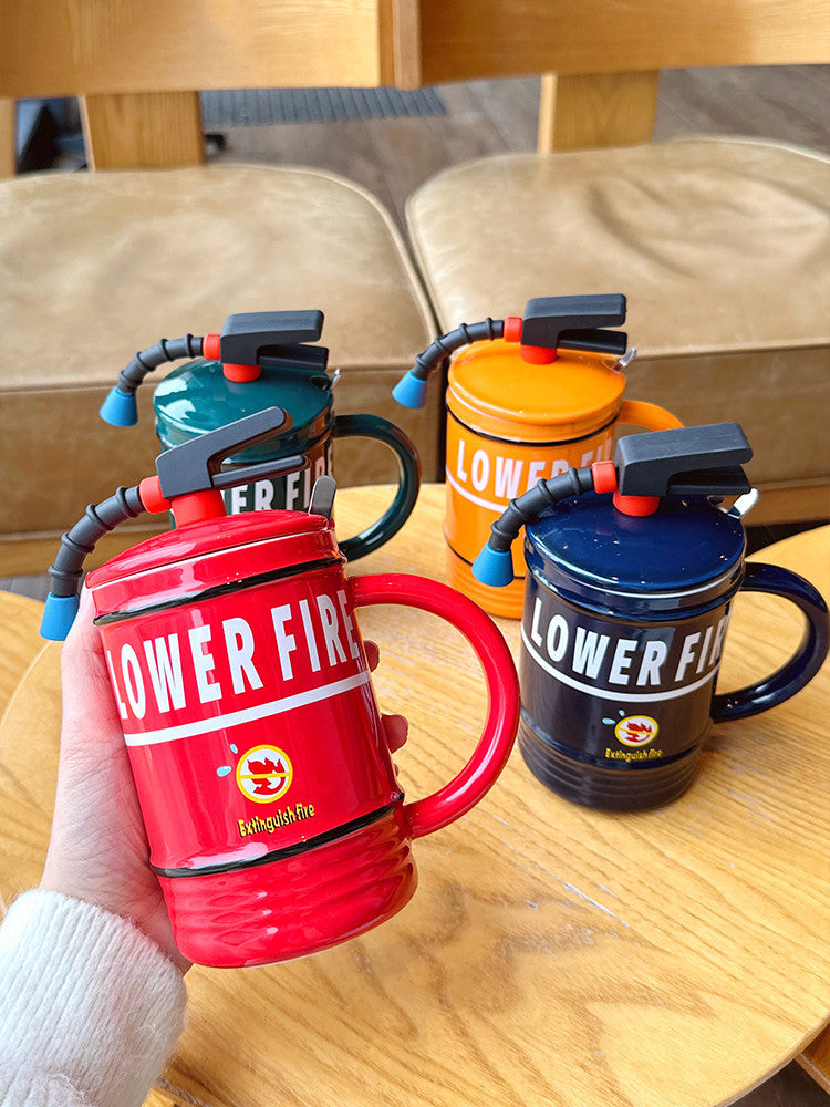 Novelty Mini Fire Extinguisher Ceramic Mug: Perfect Gift for Firefighters and Fun Lovers-Homelova