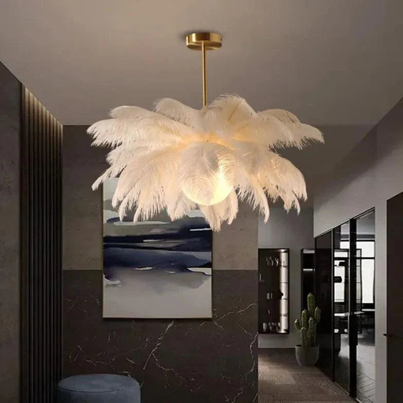 Feather Decor Design Modern White Pendant Light-Homelova