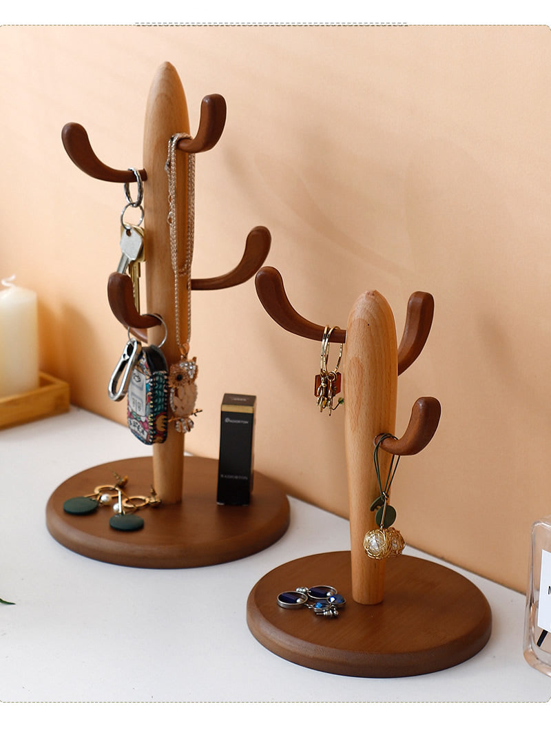 Office Wooden Cactus Desktop Storage Holder, Desktop Organization Ideas-Homelova