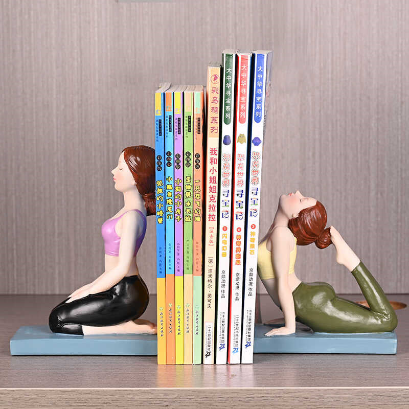 Office Yoga Girl Sculpture Bookends, Desktop Decoration Ornaments-Homelova