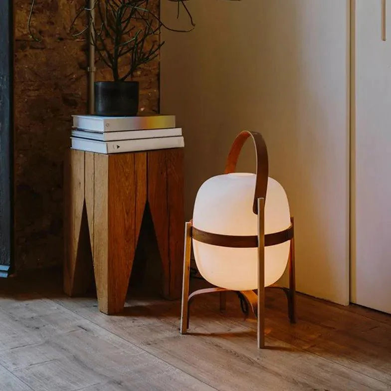 Portable White Lantern with Rounded Design-Homelova