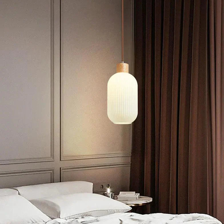 Single Head Oval Bedroom White Pendant Light-Homelova