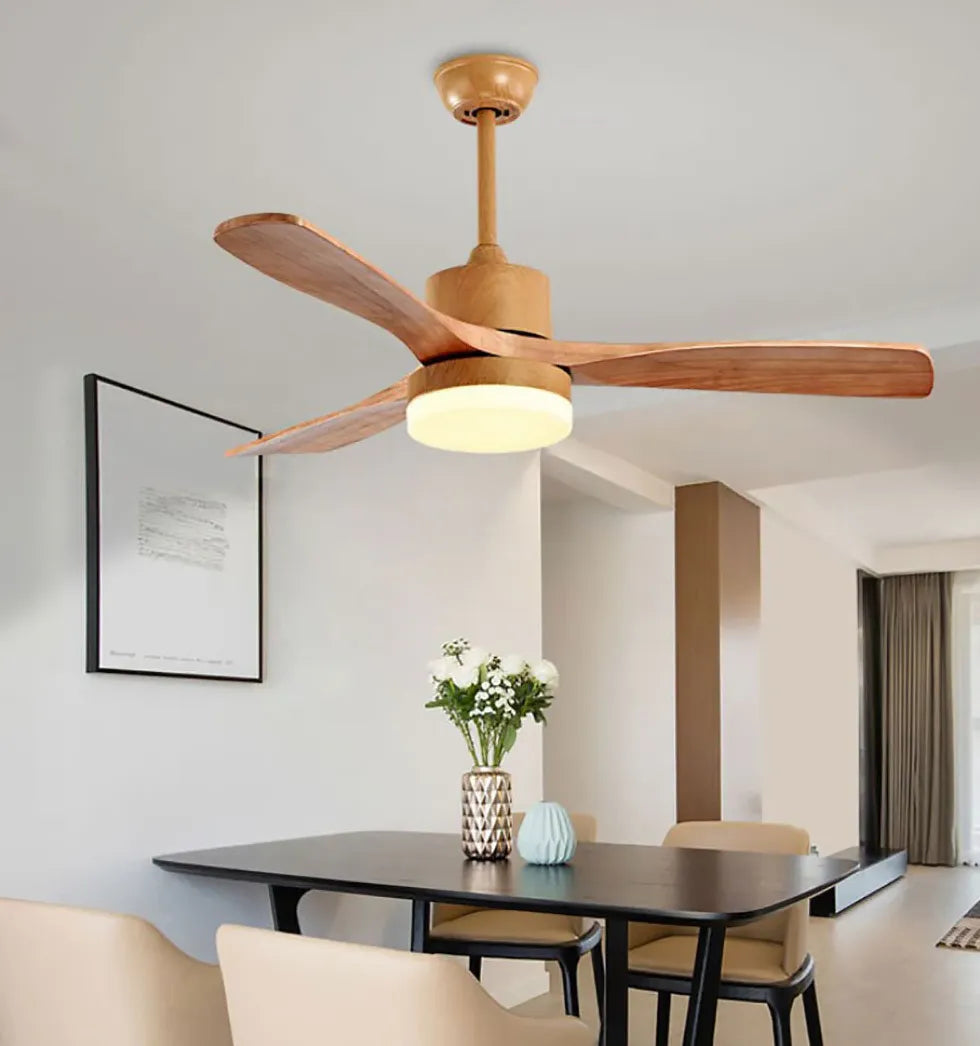 Three-Blade Wood Ceiling Fan with Light-Homelova