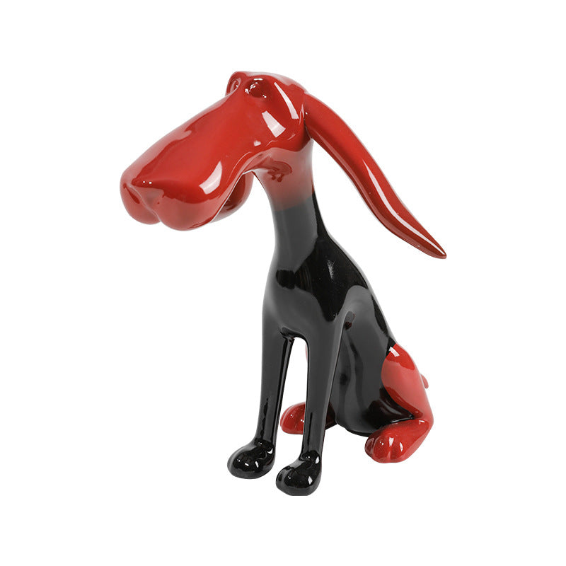 Painted Abstract Art Dog Sculpture Ornaments, Unique Home Decoration-Homelova