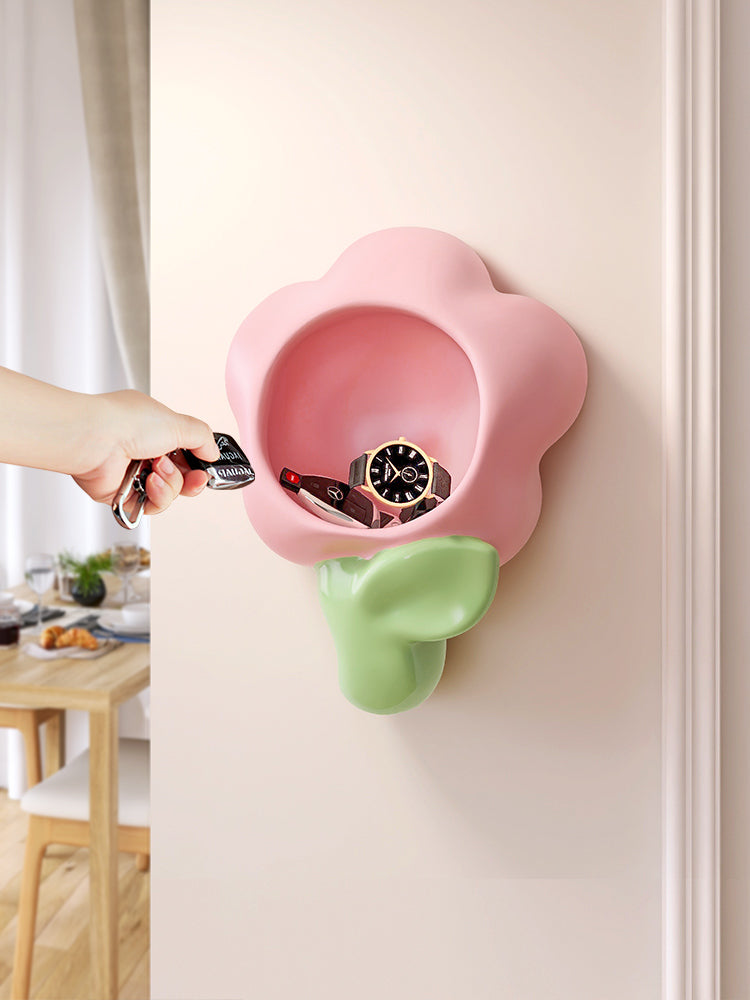 Pink Flower Wall Hanging Storage Box, Beautiful Home Decoration Ideas-Homelova