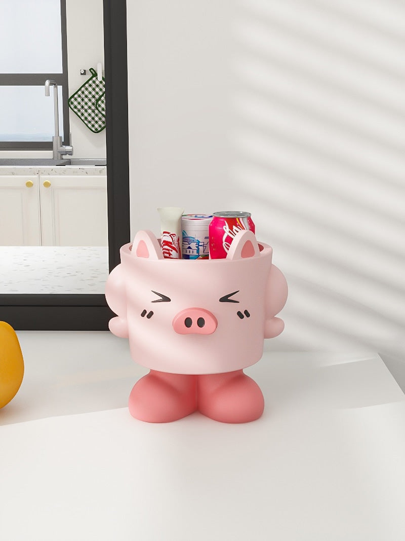Pink Shy Piggy Office Desk Organizer Storage Box,Home Decor-Homelova