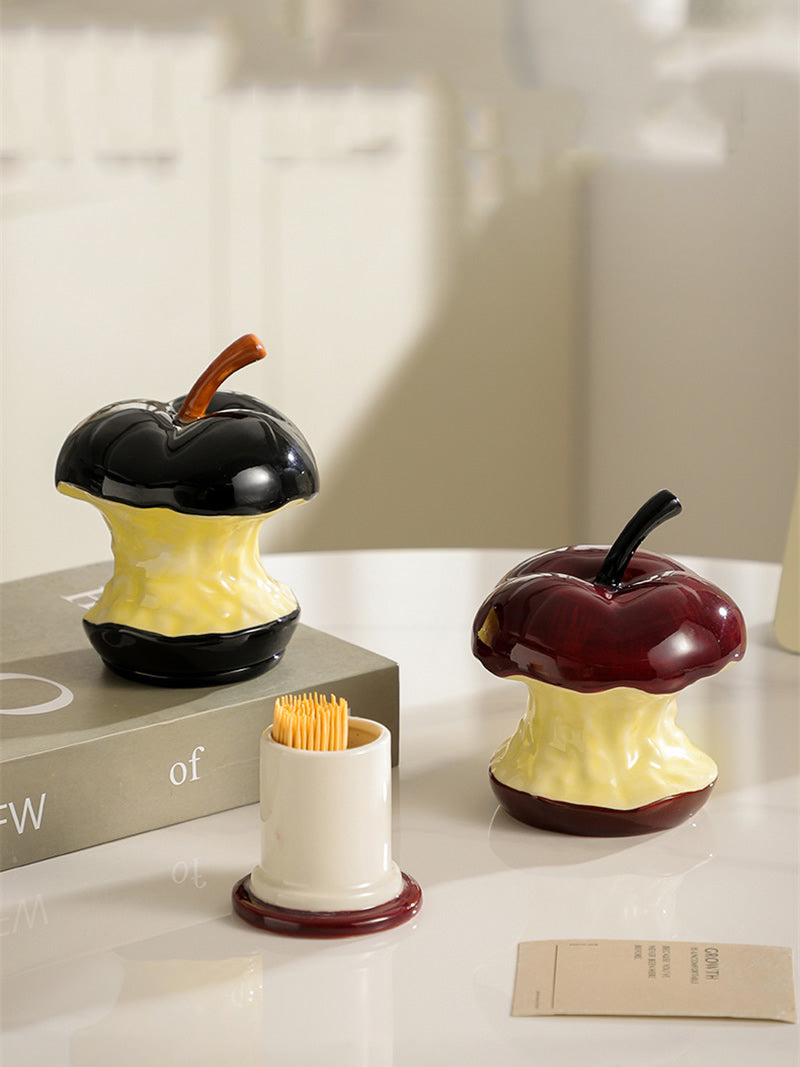 Playful Apple Core Toothpick & Cotton Bud Holder - A Fun Twist on Everyday Essentials-Homelova