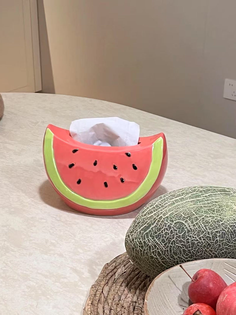 Playful Watermelon Tissue Box Cover - Cute Summer-Themed Napkin Holder-Homelova
