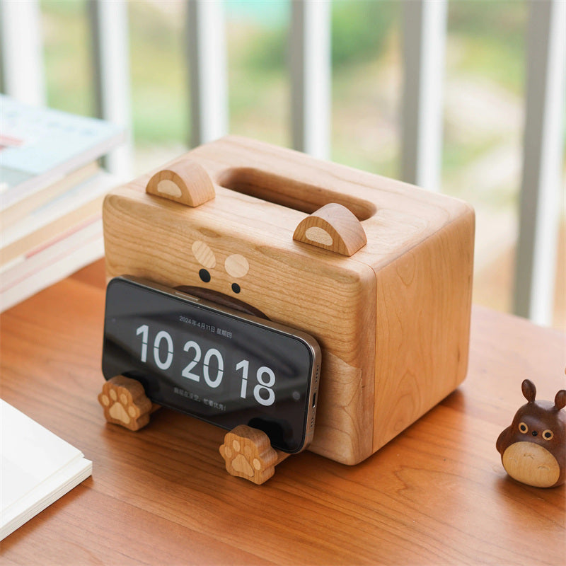 Cherry Wood Dog-Shaped Decorative Tissue Box: Stylish Home Accent-Homelova
