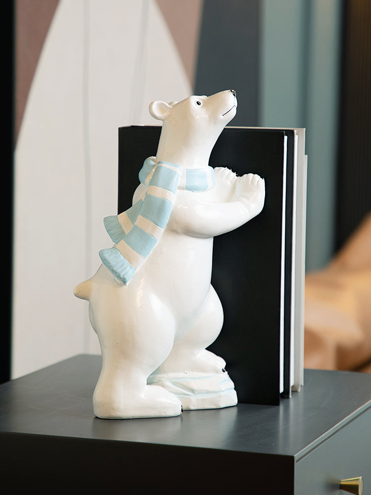 Polar Bear Decoration With Scarf, Suitable For Bookends And Door Stops-Homelova