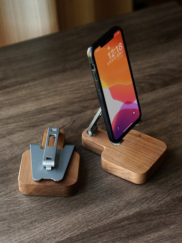 Portable Solid Wood Aluminum Alloy Folding Mobile Phone Stand, Ipad Tablet Stand-Homelova