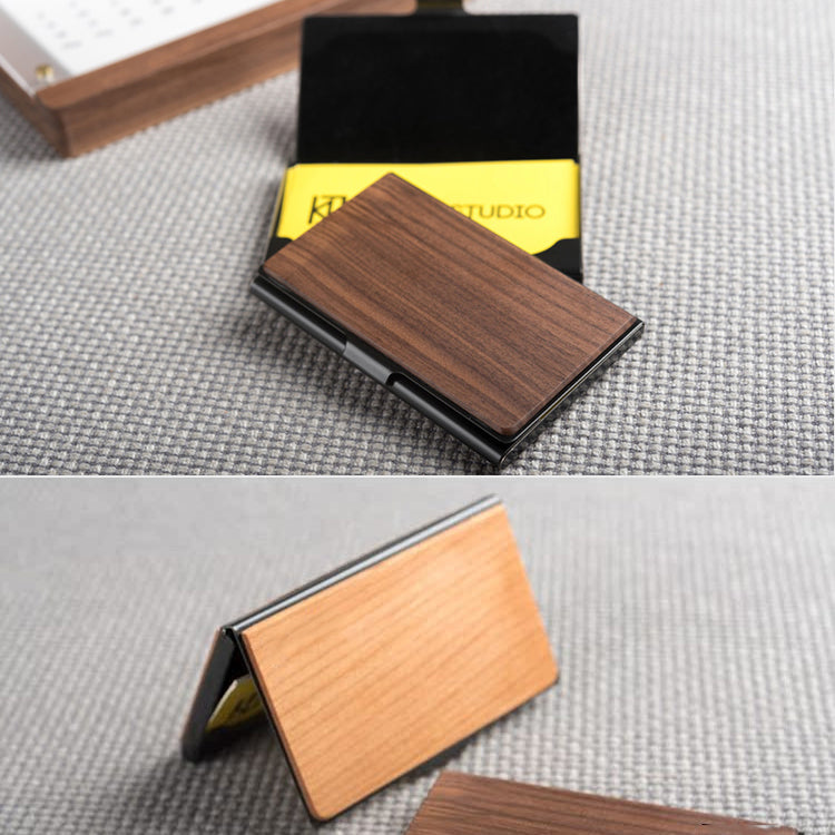 Portable wooden business card box, office business gift-Homelova