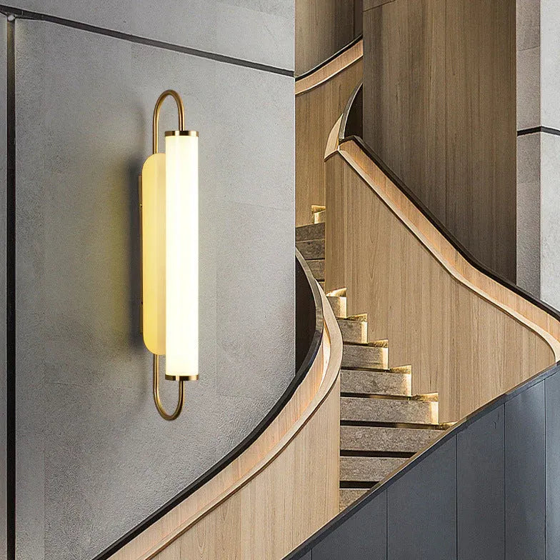 Tube Frosted lampshade Gold Wall Lights-Homelova