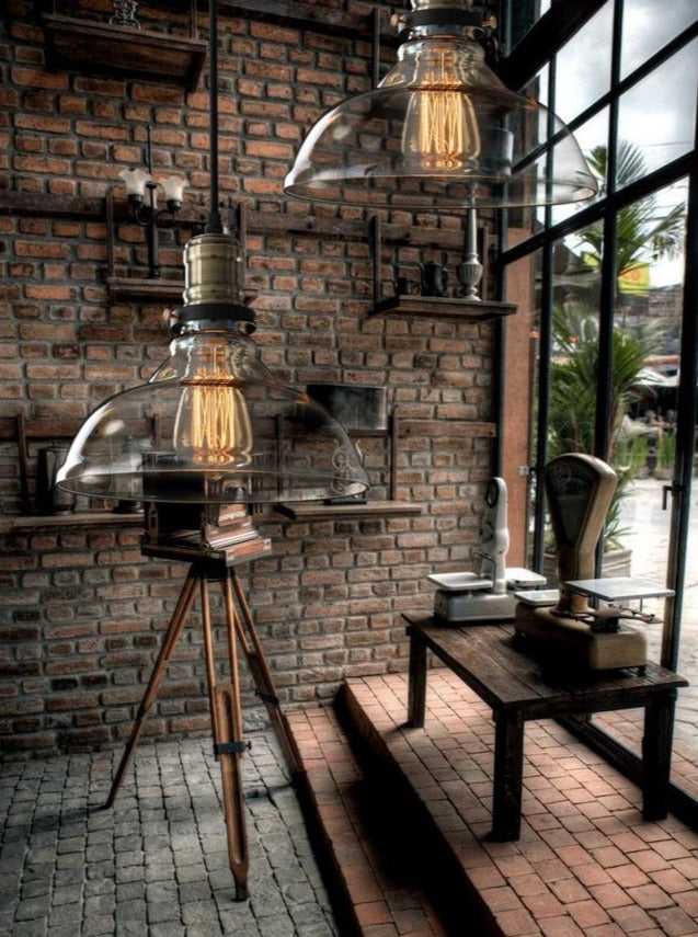 Vintage Conical Clear Glass Pendant Light-Homelova