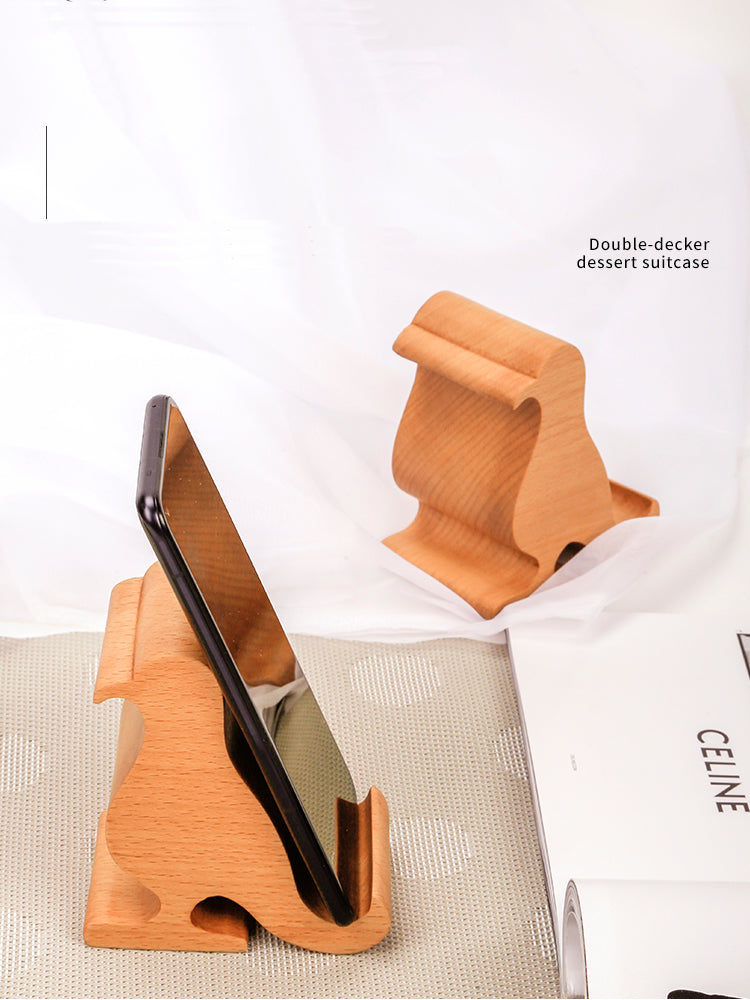 Pure Wood Big Bird Phone Holder, Office Business Card Holder-Homelova