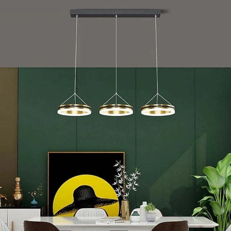 Three-Light Black Round Minimalist Pendant Light-Homelova