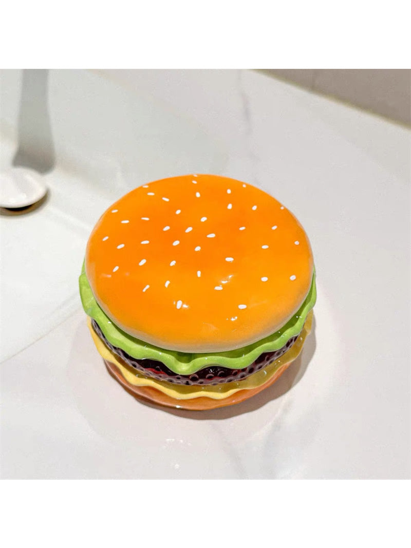 Realistic Hamburger Ceramic Ashtray - Novelty Fast Food Shaped Desk Decor-Homelova