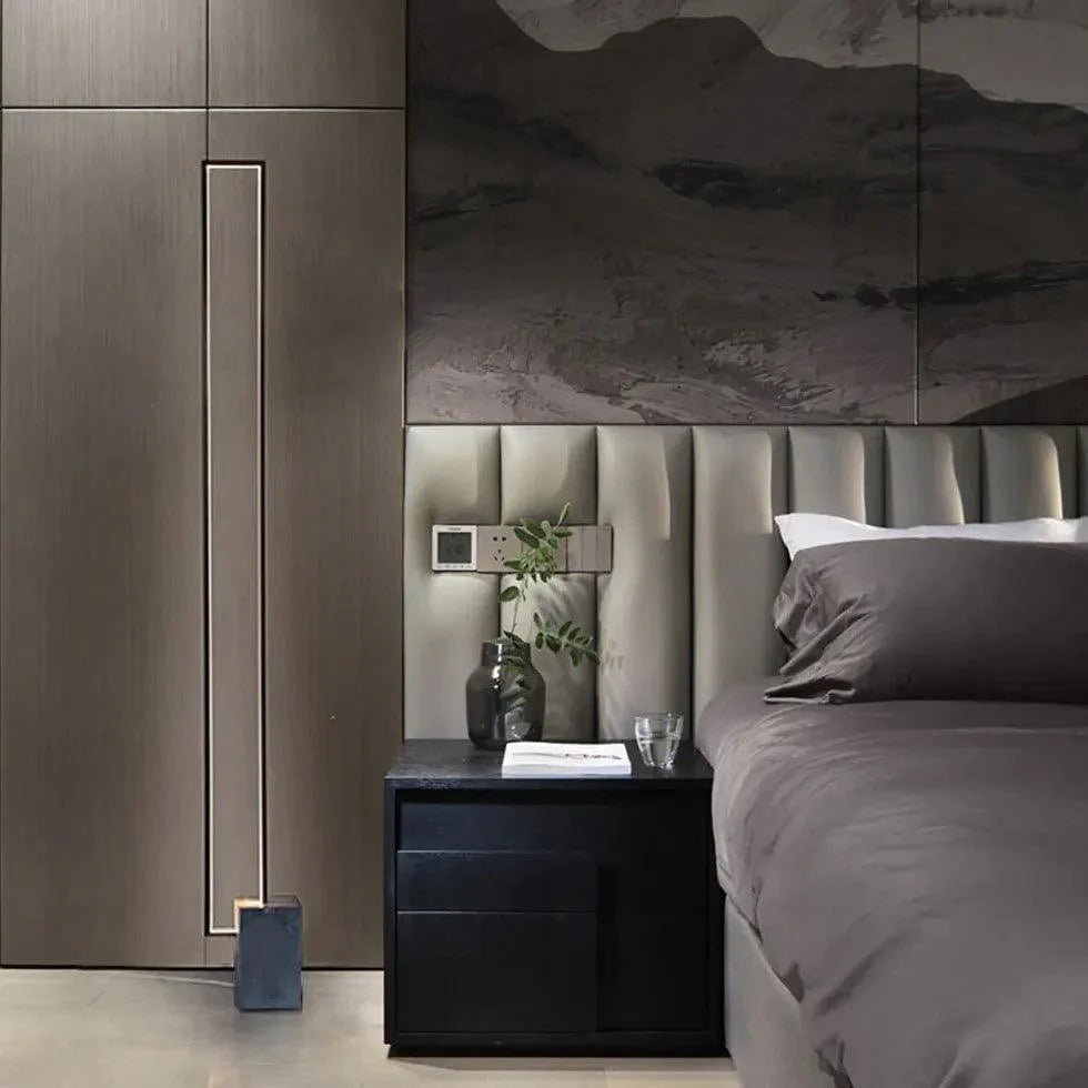 Rectangular Black LED Bedroom Floor Lamp-Homelova
