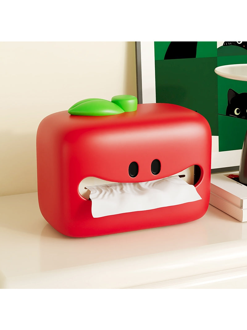 Red Apple Facial Tssue Box with Big Mouth and Eyes - Fun Quirky Home Decor-Homelova