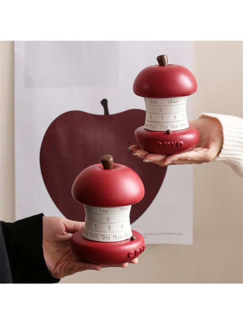 Red apple manual rotating perpetual calendar, beautiful home office decoration-Homelova